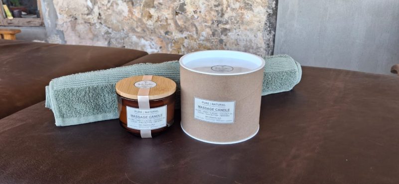 Massage candle and bed